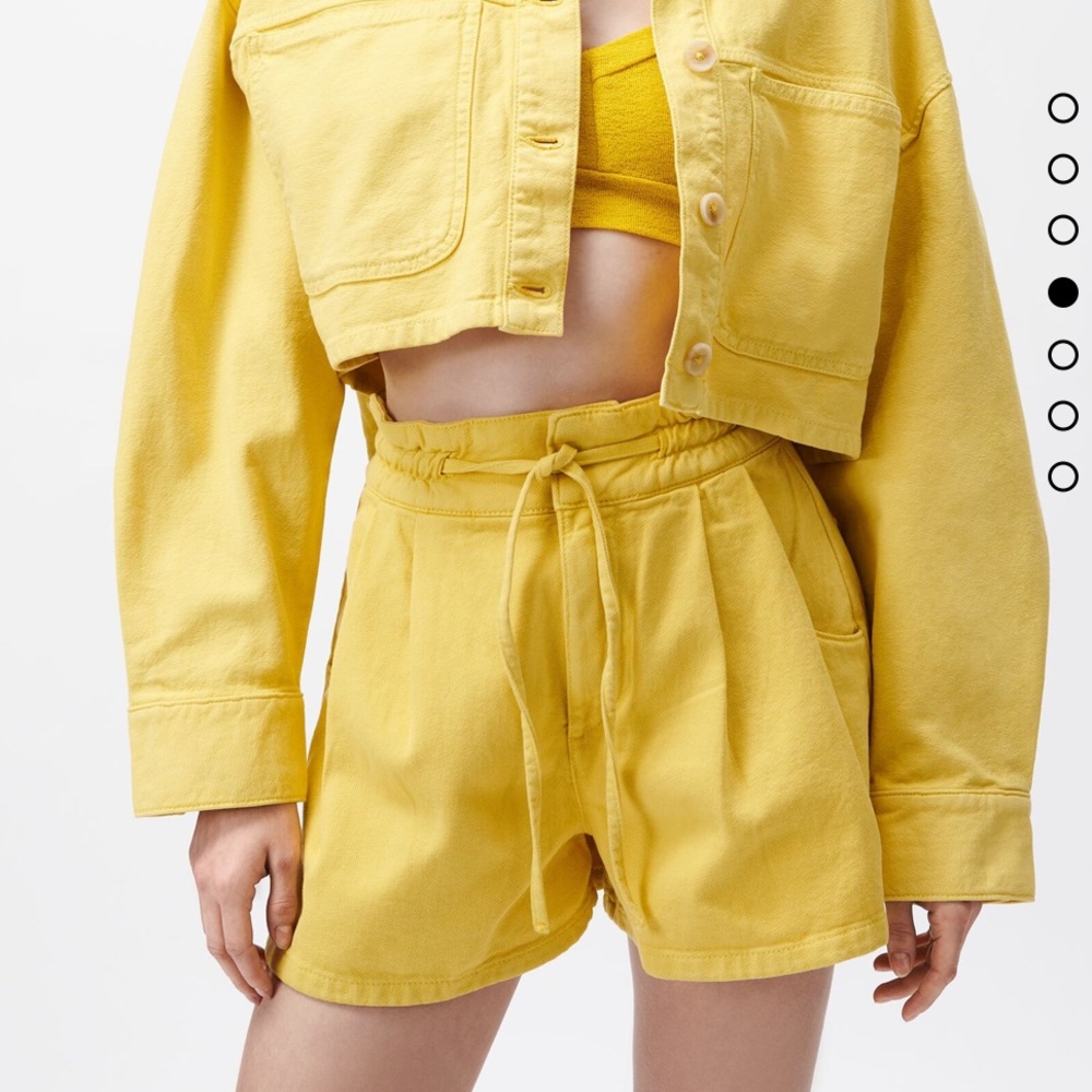 Zara Paperbag Denim Shorts in Yellow
